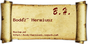Bodó Hermiusz névjegykártya